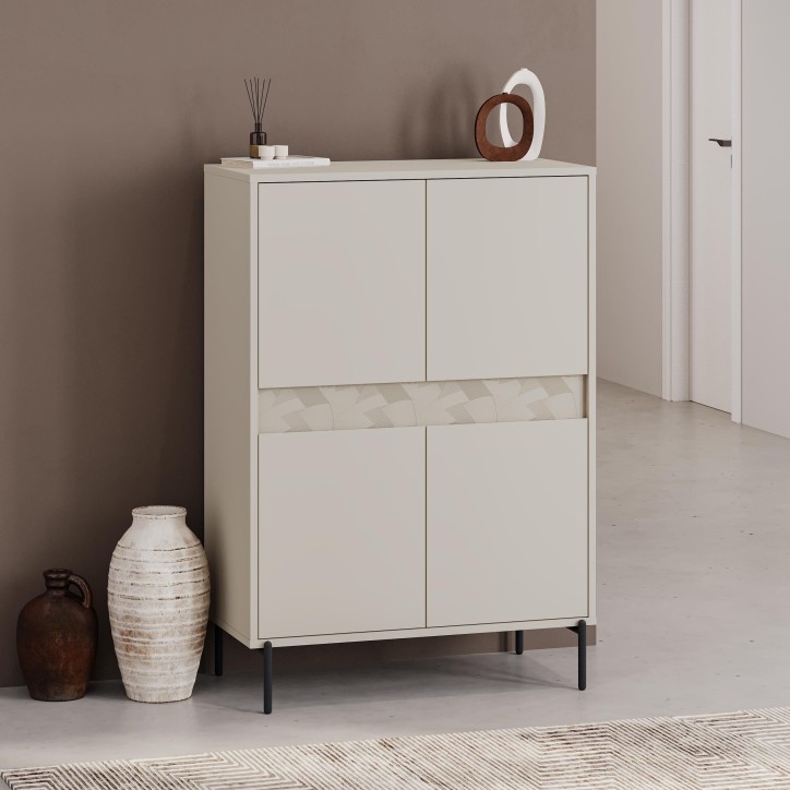 Buffet haut GRETA – Creme – 4 portes – 85 x 40 x 123 cm Buffet haut GRETA – Creme – 4 portes – 85 x 40 x 123 cm