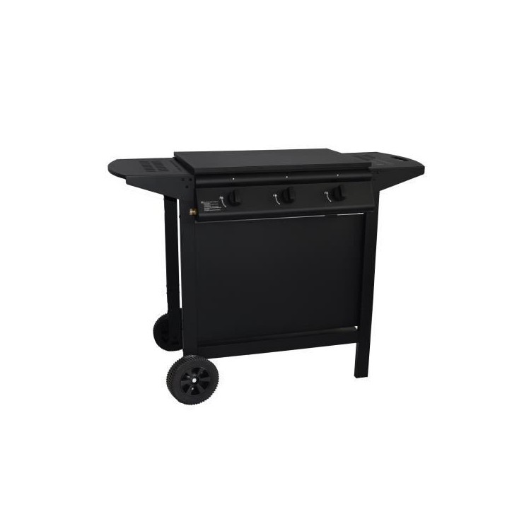 Barbecue a gaz + plancha - GRILL GARDEN - Noir - 3 brûleurs - Avec capot de protection - Allumage Piezo électrique Barbecue a gaz + plancha - GRILL GARDEN - Noir - 3 brûleurs - Avec capot de protection - Allumage Piezo électrique