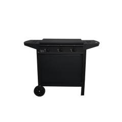 Barbecue a gaz + plancha - GRILL GARDEN - Noir - 3 brûleurs - Avec capot de protection - Allumage Piezo électrique