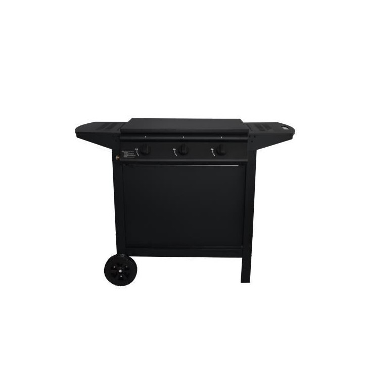 Barbecue a gaz + plancha - GRILL GARDEN - Noir - 3 brûleurs - Avec capot de protection - Allumage Piezo électrique Barbecue a gaz + plancha - GRILL GARDEN - Noir - 3 brûleurs - Avec capot de protection - Allumage Piezo électrique