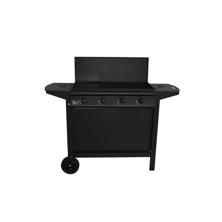 Barbecue a gaz - GRILL GARDEN - Noir - 4 brûleurs - Avec capot de protection - Allumage Piezo électrique Barbecue a gaz - GRILL GARDEN - Noir - 4 brûleurs - Avec capot de protection - Allumage Piezo électrique