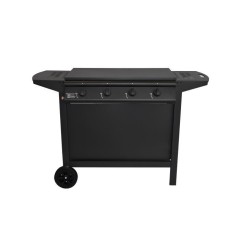 Barbecue a gaz - GRILL GARDEN - Noir - 4 brûleurs - Avec capot de protection - Allumage Piezo électrique