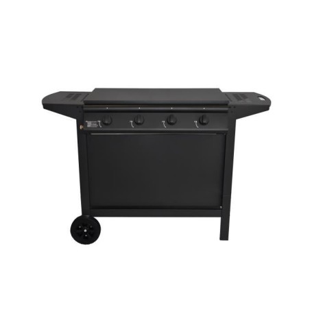 Barbecue a gaz - GRILL GARDEN - Noir - 4 brûleurs - Avec capot de protection - Allumage Piezo électrique