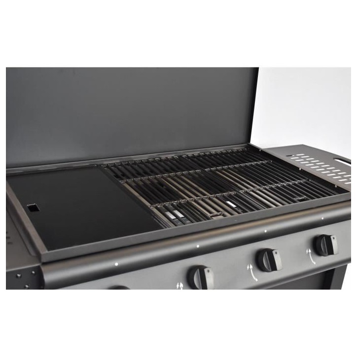 Barbecue a gaz - GRILL GARDEN - Noir - 4 brûleurs - Avec capot de protection - Allumage Piezo électrique Barbecue a gaz - GRILL GARDEN - Noir - 4 brûleurs - Avec capot de protection - Allumage Piezo électrique
