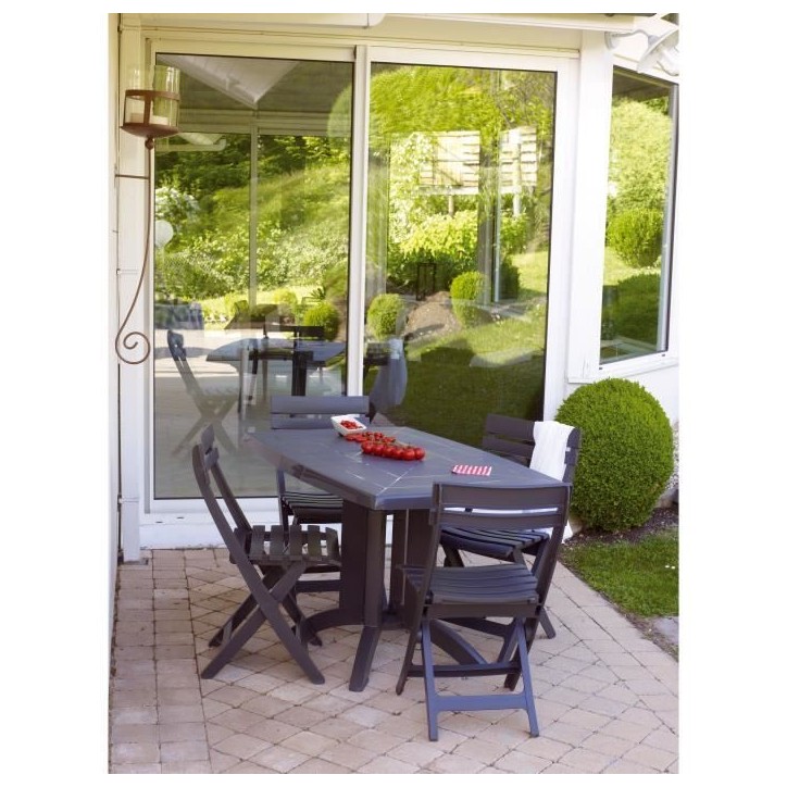Chaise pliante Miami - GRILL ME - Anthracite - Résistante aux intempéries et facile a ranger
