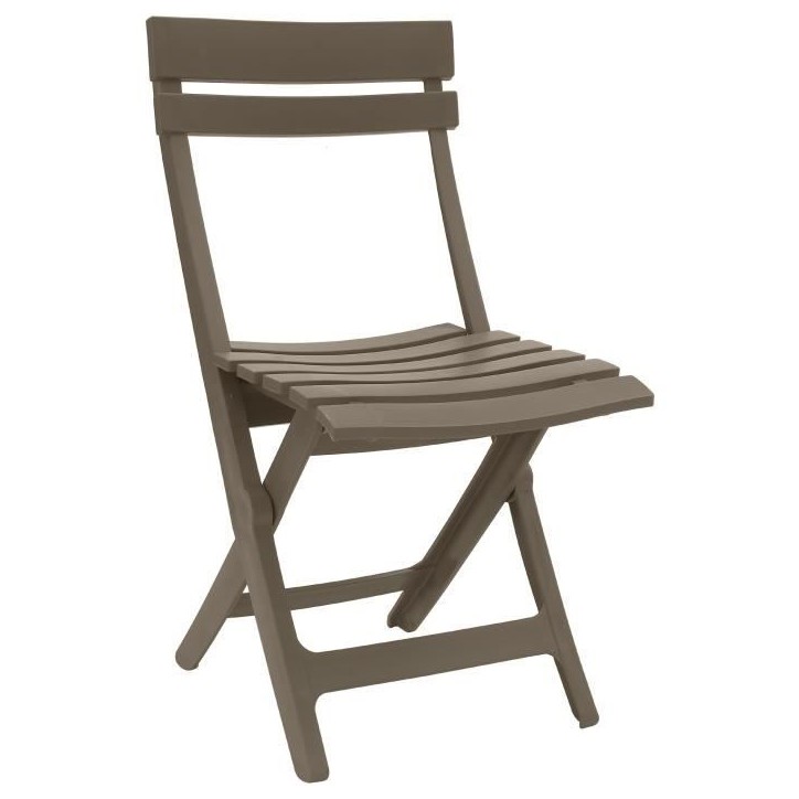 Chaise pliante Miami - GROSFILLEX - Taupe - Résistante aux intempéries et UV