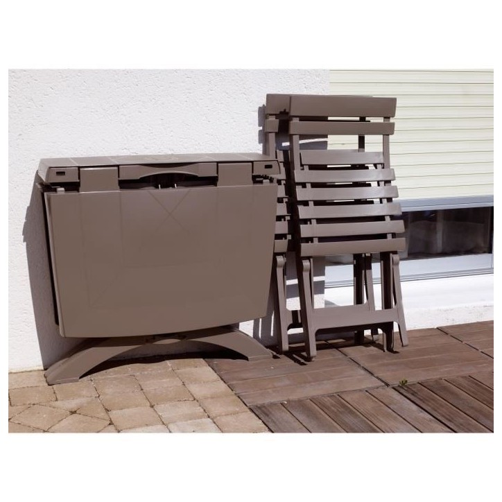 Chaise pliante Miami - GROSFILLEX - Taupe - Résistante aux intempéries et UV