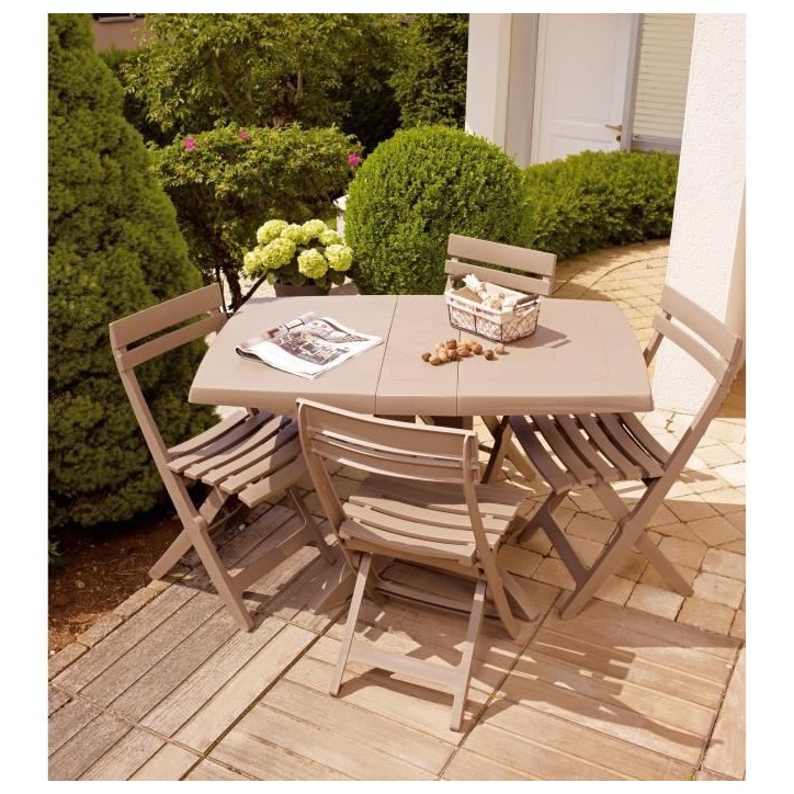 Chaise pliante Miami - GROSFILLEX - Taupe - Résistante aux intempéries et UV