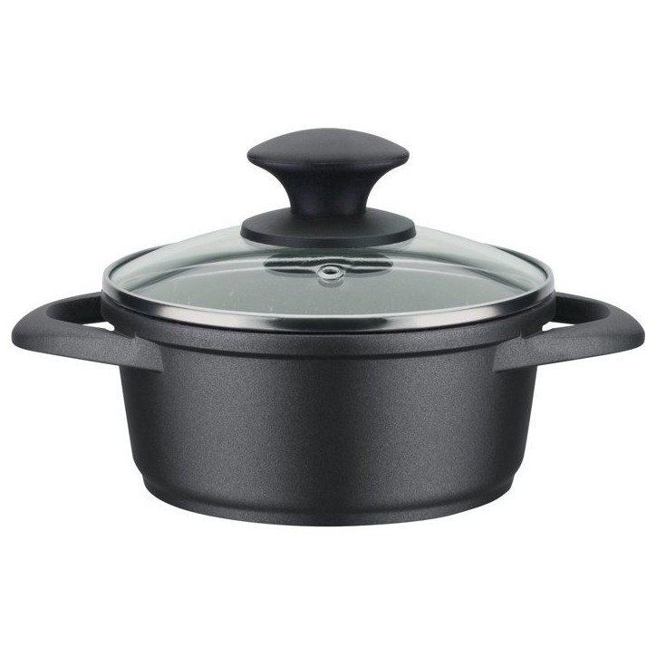 Batterie de cuisine - Tous feux dont induction - GSW - GOURMET GRANIT - Fonte d'aluminium massive - 7 pieces - Sans PFAS - Noir