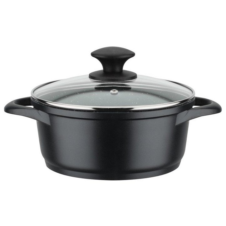 Batterie de cuisine - Tous feux dont induction - GSW - GOURMET GRANIT - Fonte d'aluminium massive - 7 pieces - Sans PFAS - Noir