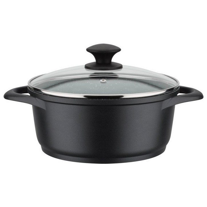 Batterie de cuisine - Tous feux dont induction - GSW - GOURMET GRANIT - Fonte d'aluminium massive - 7 pieces - Sans PFAS - Noir
