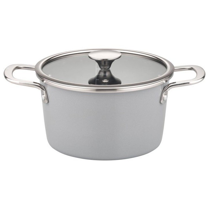 Batterie de cuisine - Tous feux dont induction - GSW - STRATOS - Acier émaillé - 7 pieces - Gris