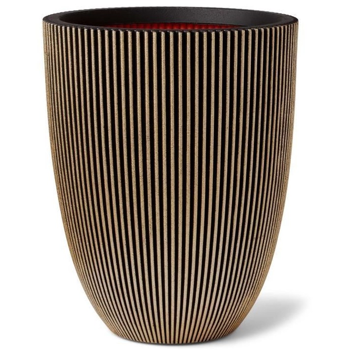CAPI EUROPE Vase élégant GROOVE - 34x46 cm - Noir et doré - Résistant aux intempéries