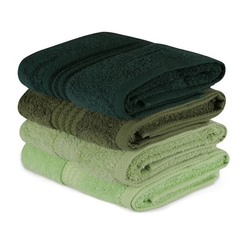 Ensemble de 4 serviettes a main - 50 x 90 cm - Vert
