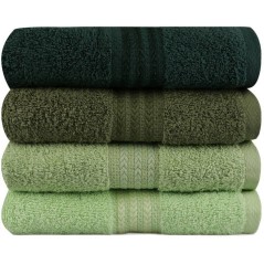 Ensemble de 4 serviettes a main - 50 x 90 cm - Vert