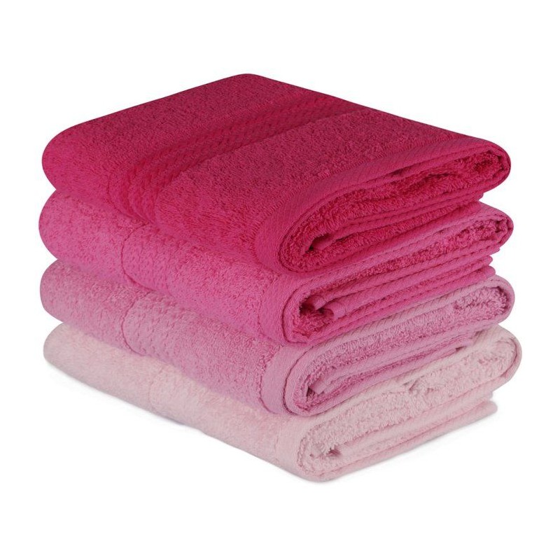 Ensemble de 4 serviettes a main - 50 x 90 cm - Rose