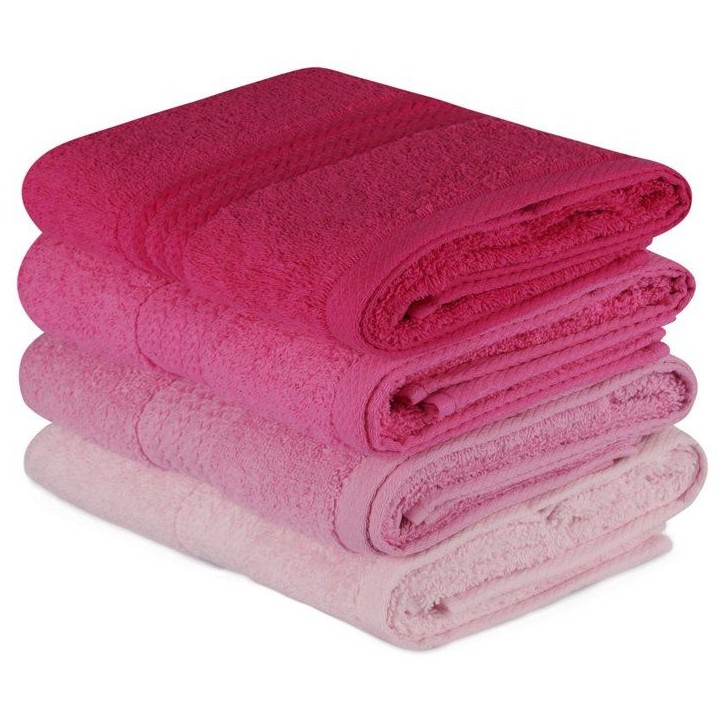 Ensemble de 4 serviettes a main - 50 x 90 cm - Rose Ensemble de 4 serviettes a main - 50 x 90 cm - Rose