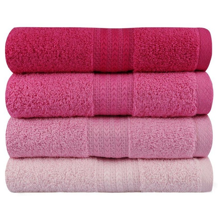 Ensemble de 4 serviettes a main - 50 x 90 cm - Rose Ensemble de 4 serviettes a main - 50 x 90 cm - Rose