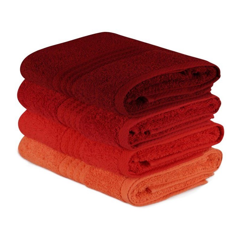 Ensemble de 4 serviettes a main - 50 x 90 cm - Orange