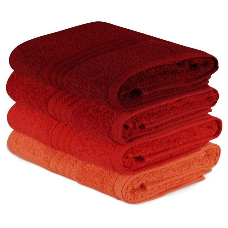 Ensemble de 4 serviettes a main - 50 x 90 cm - Orange Ensemble de 4 serviettes a main - 50 x 90 cm - Orange