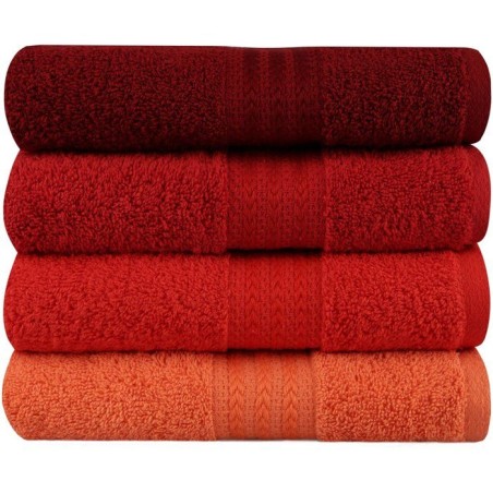 Ensemble de 4 serviettes a main - 50 x 90 cm - Orange