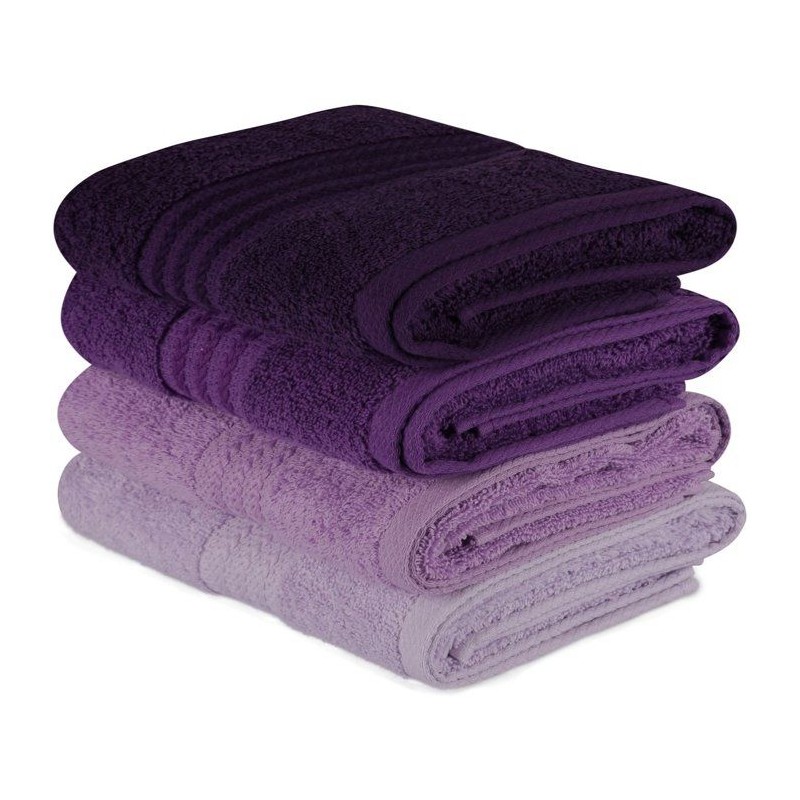 Ensemble de 4 serviettes a main - 50 x 90 cm - Violet