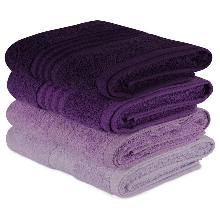 Ensemble de 4 serviettes a main - 50 x 90 cm - Violet Ensemble de 4 serviettes a main - 50 x 90 cm - Violet