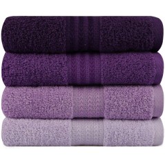 Ensemble de 4 serviettes a main - 50 x 90 cm - Violet