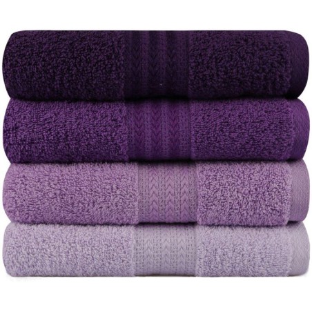 Ensemble de 4 serviettes a main - 50 x 90 cm - Violet