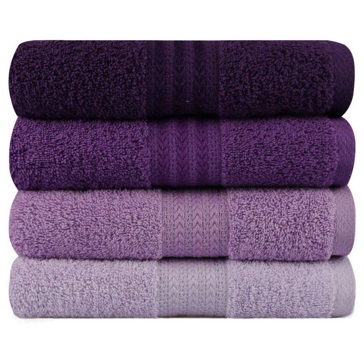 Ensemble de 4 serviettes a main - 50 x 90 cm - Violet Ensemble de 4 serviettes a main - 50 x 90 cm - Violet