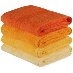 Ensemble de 4 serviettes a main - 50 x 90 cm - Jaune