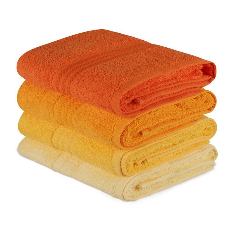 Ensemble de 4 serviettes a main - 50 x 90 cm - Jaune