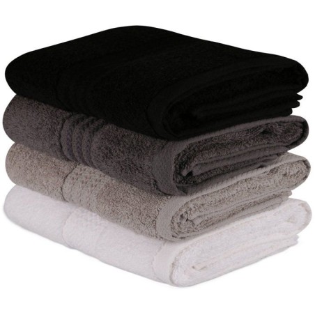 Ensemble de 4 serviettes a main - 50 x 90 cm - Blanc, Gris, Anthracite