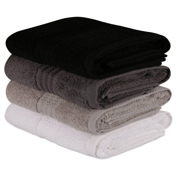 Ensemble de 4 serviettes a main - 50 x 90 cm - Blanc, Gris, Anthracite, Noir Ensemble de 4 serviettes a main - 50 x 90 cm - Blanc, Gris, Anthracite, Noir