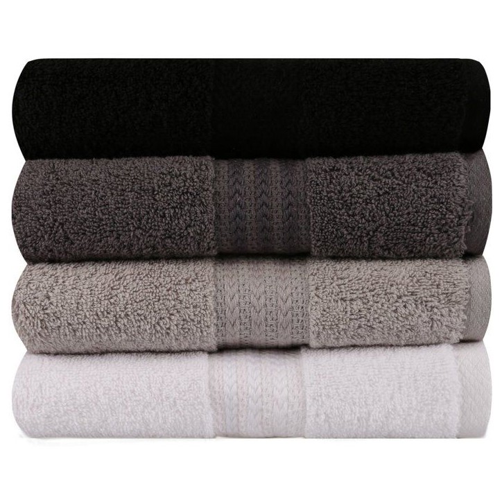 Ensemble de 4 serviettes a main - 50 x 90 cm - Blanc, Gris, Anthracite, Noir Ensemble de 4 serviettes a main - 50 x 90 cm - Blanc, Gris, Anthracite, Noir
