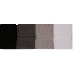 Ensemble de 4 serviettes a main - 50 x 90 cm - Blanc, Gris, Anthracite