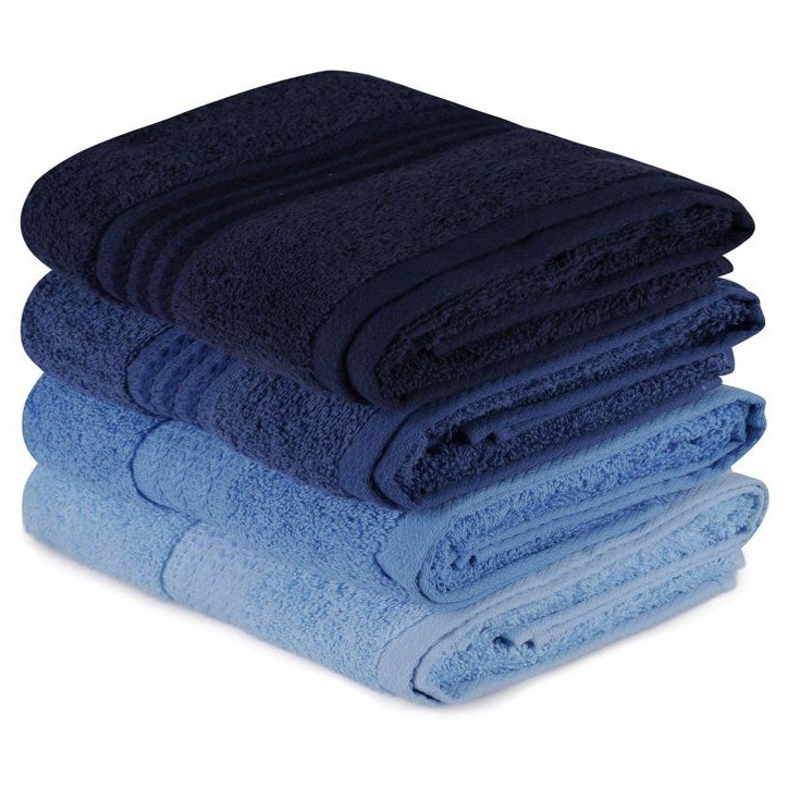 Ensemble de 4 serviettes a main - 50 x 90 cm - Bleu Ensemble de 4 serviettes a main - 50 x 90 cm - Bleu