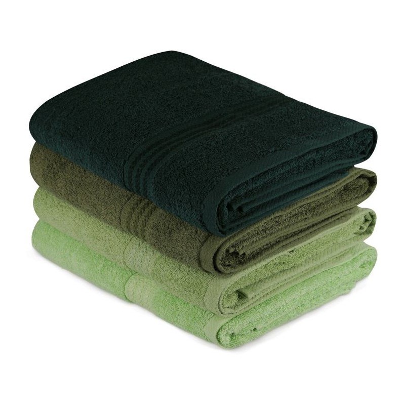 Ensemble de 4 serviettes de bain - 70 x 140 cm - Vert