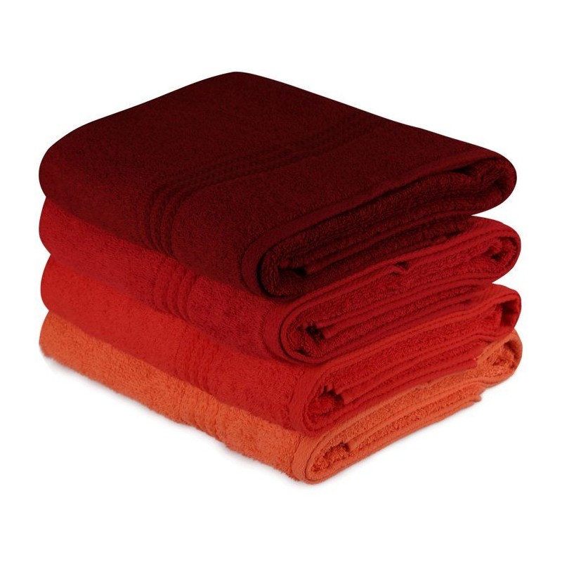 Ensemble de 4 serviettes de bain - 70 x 140 cm - Orange