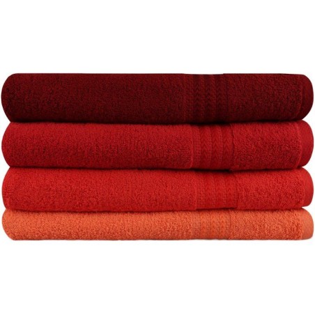 Ensemble de 4 serviettes de bain - 70 x 140 cm - Orange