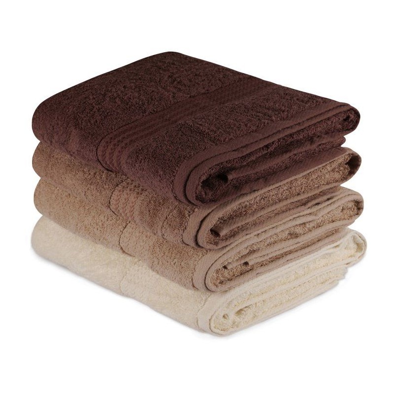 Ensemble de 4 serviettes de bain - 70 x 140 cm - Creme