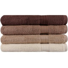 Ensemble de 4 serviettes de bain - 70 x 140 cm - Creme