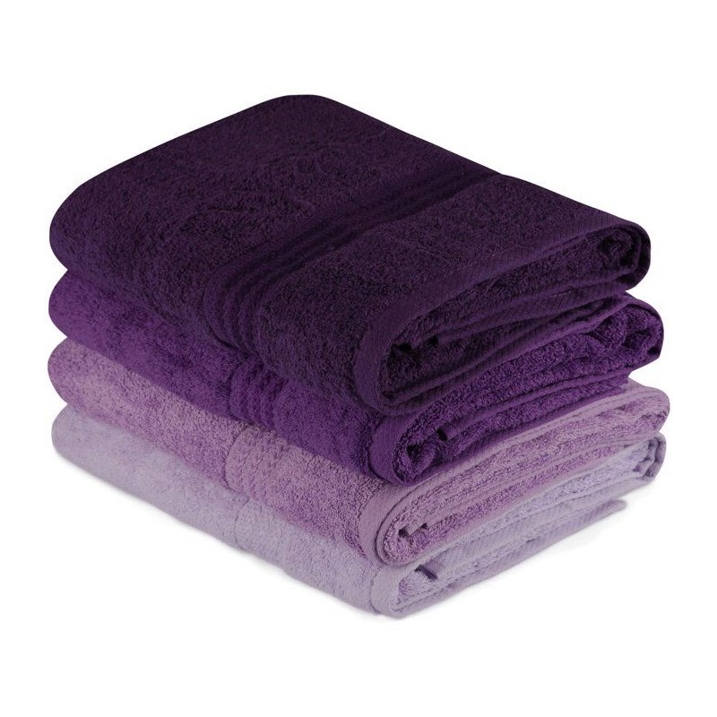 Ensemble de 4 serviettes de bain - 70 x 140 cm - Violet