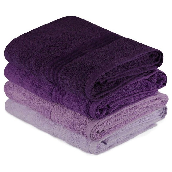 Ensemble de 4 serviettes de bain - 70 x 140 cm - Violet Ensemble de 4 serviettes de bain - 70 x 140 cm - Violet