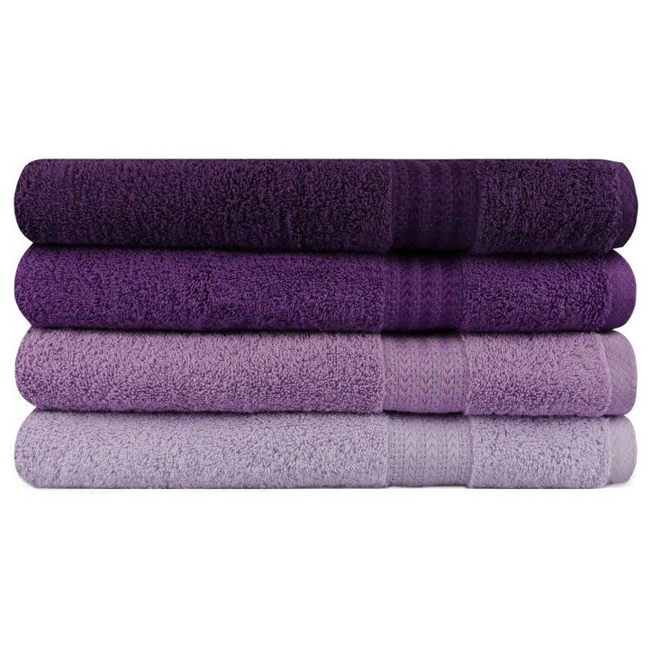 Ensemble de 4 serviettes de bain - 70 x 140 cm - Violet Ensemble de 4 serviettes de bain - 70 x 140 cm - Violet
