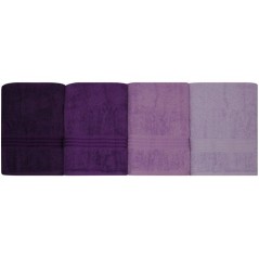 Ensemble de 4 serviettes de bain - 70 x 140 cm - Violet