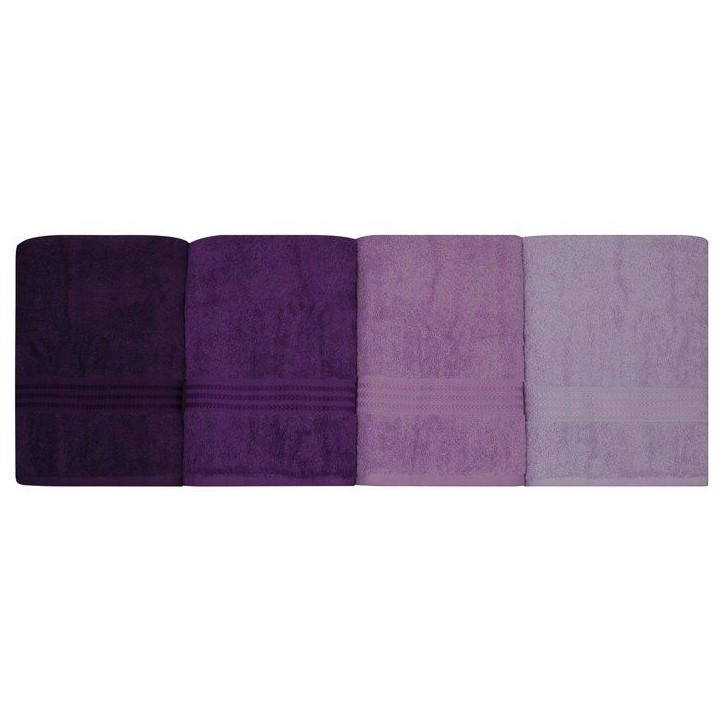 Ensemble de 4 serviettes de bain - 70 x 140 cm - Violet Ensemble de 4 serviettes de bain - 70 x 140 cm - Violet