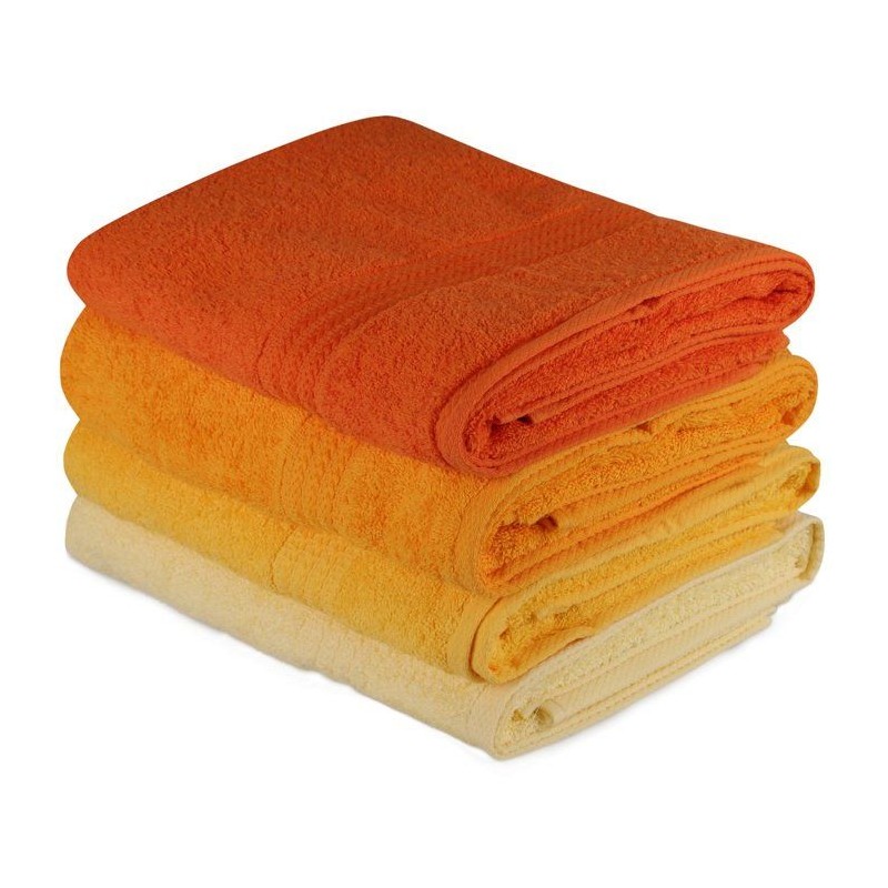 Ensemble de 4 serviettes de bain - 70 x 140 cm - Jaune