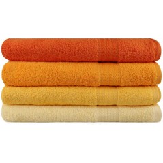 Ensemble de 4 serviettes de bain - 70 x 140 cm - Jaune