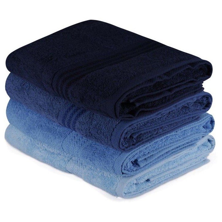 Ensemble de 4 serviettes de bain - 70 x 140 cm - Bleu Ensemble de 4 serviettes de bain - 70 x 140 cm - Bleu